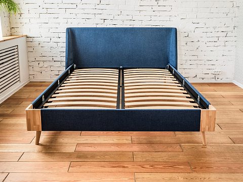 Деревянная кровать Lagom Side Soft - Оригинальная кровать в обивке из мебельной ткани.