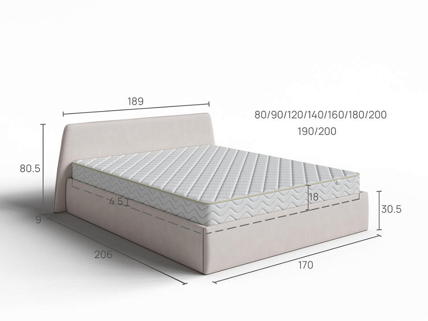 Кровать Binni для основания с ПМ 160x200 Ткань: Рогожка Тетра Ореховый - Кровать Binni для ценителей современного минимализма.